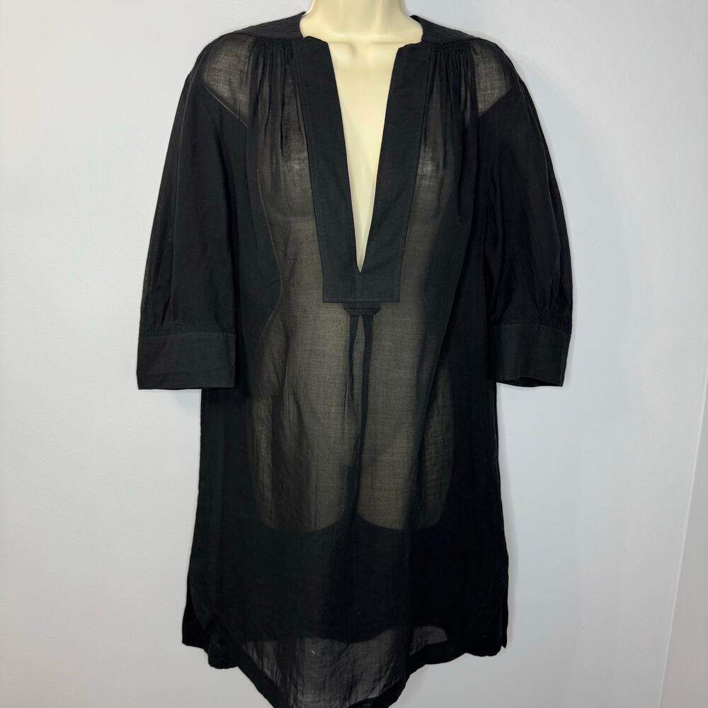 Theory Placket Sheer Sun Dress Cover Up Cotton Lightweight S